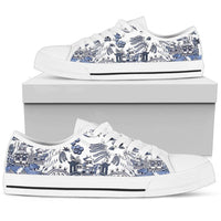 Sneakers-Willow Pattern -Womans Low Top Canvas Sneakers, Cruise Fashion Shoes - MaWeePet- Art on Apparel