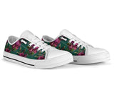 Sneakers-Green Floral -Womans Low Top Canvas Sneakers, Cruise Fashion Shoes - MaWeePet- Art on Apparel