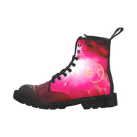 Red Galaxy flare  -Combat boots , Festival, Combat, Vintage Hippie Lace up Boots - MaWeePet- Art on Apparel