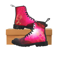 Red Galaxy flare  -Combat boots , Festival, Combat, Vintage Hippie Lace up Boots - MaWeePet- Art on Apparel