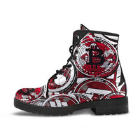 Women's Combat boots,  Festival, Combat Boots, Lace up Boots- Bitcoin Crypto Red- - MaWeePet- Art on Apparel