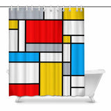 Mondrian Shower Curtain 60"x72"fitted with C-shaped curtain hooks, - MaWeePet- Art on Apparel