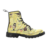 Yellow Birds -Women's Canvas Boots, Combat boots , Handcraft Boots, Womens Boots, Combat Shoes, Hippie Boots - MaWeePet- Art on Apparel