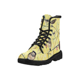 Yellow Birds -Women's Canvas Boots, Combat boots , Handcraft Boots, Womens Boots, Combat Shoes, Hippie Boots - MaWeePet- Art on Apparel