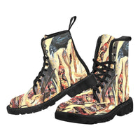 Crow Ravens Expendable- Mens  -Combat boots , Festival, Combat, Vintage Hippie Lace up Boots - MaWeePet- Art on Apparel