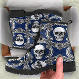 Mens Skulls Blue -Combat boots, Lace up Festival Bohemian Combat boots  Boots, - MaWeePet- Art on Apparel