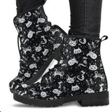 Combat Boots, Lace Up, Festival Bohemian Ankle Boots Combat boots,  Boots- Black Cat Pattern - - MaWeePet- Art on Apparel