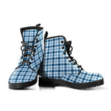 Mens Blue Check - Hipster Festival Bohemian Combat boots  Boots - MaWeePet- Art on Apparel
