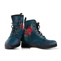 Mens Red Roses-  Hipster Bohemian Doc  Style Boots, Combat boots - MaWeePet- Art on Apparel