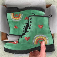 Mens Hearts and Rainbows -Classic boots,  Hipster Festival Doc Style Boots - MaWeePet- Art on Apparel
