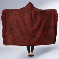 Red Webs-Hooded Blanket, Wearable Blanket, Cosy Fleece, Surf Wear, Festival Clothes, Camping Fleece - MaWeePet- Art on Apparel