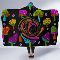 Tripy Mushroom-Hooded Blanket for Adults and Kids, Sherpa Blanket with a Hood, Soft Blanket, Neon Colors - MaWeePet- Art on Apparel
