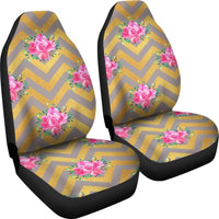 Pink Flowers Zag- Fits most bucket style seats,   fits most bucket seats for cars, vans or trucks. - MaWeePet- Art on Apparel
