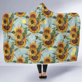 Sunflower Sky Blue-Hooded Blanket, Hoodie Cloak, Wearable Blanket, Surf Wear, Festival, Camping, Blanket with a Hood. - MaWeePet- Art on Apparel
