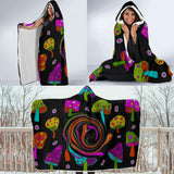 Tripy Mushroom-Hooded Blanket for Adults and Kids, Sherpa Blanket with a Hood, Soft Blanket, Neon Colors - MaWeePet- Art on Apparel