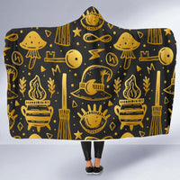 Wicca Witch -Hooded Blanket, Hoodie Fleece Cloak, Wearable Blanket, Cosy Fleece, Surf Wear, Festival Clothes, Camping Fleece - MaWeePet- Art on Apparel