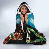 Mother Nature -Hooded Blanket, Fleece Cloak, Wearable Blanket, Surf Wear, Festival Clothes, Camping Fleece - MaWeePet- Art on Apparel