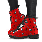 Mens Red Guitars- Hipster Festival Bohemian Combat boots  Boots - MaWeePet- Art on Apparel