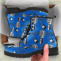 Mens Blue Microphone- Hipster Festival Bohemian Doc Style Boots - MaWeePet- Art on Apparel