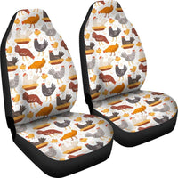 Chicken Yard, Car Seat covers, 2 in pack, stretch to fit most bucket seats - MaWeePet- Art on Apparel