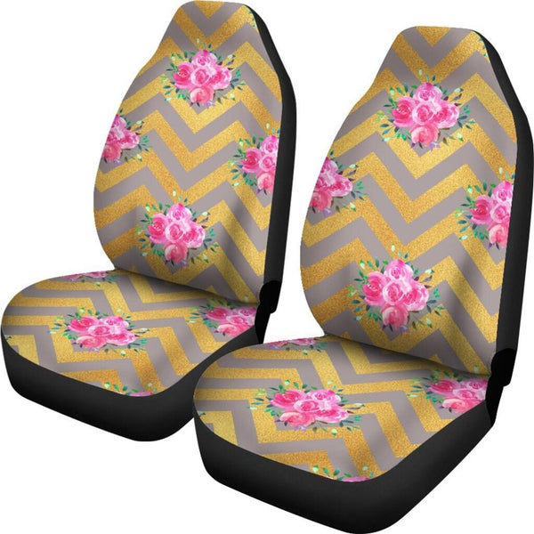 Pink Flowers Zag- Fits most bucket style seats,   fits most bucket seats for cars, vans or trucks. - MaWeePet- Art on Apparel