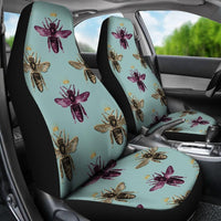 Bee Blue Car Seat Covers,  Seat Protector, Car Accessory, Front Seat Covers, for cars, vans or trucks. - MaWeePet- Art on Apparel