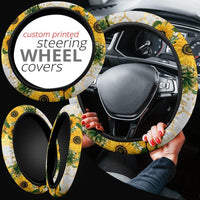 Sunflower Bees 3- Steering Wheel cover - MaWeePet- Art on Apparel