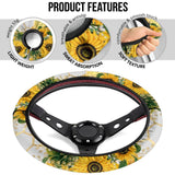 Sunflower Bees 3- Steering Wheel cover - MaWeePet- Art on Apparel