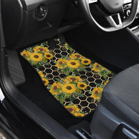 Sunflower Bees 4-Set of 4 Car Floor Mats (2 large front and 2 smaller rear) - MaWeePet- Art on Apparel