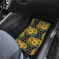 Sunflower Bees 4-Set of 4 Car Floor Mats (2 large front and 2 smaller rear) - MaWeePet- Art on Apparel