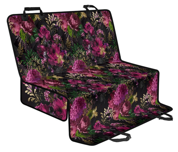 Red and Black Flora- Pet Car Seat Covers- Fits most rear seats for cars, SUV, vans or trucks. - MaWeePet- Art on Apparel