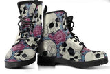 Skull Roses-Combat boots, Hippie Boots Lace up, Classic Short boots - MaWeePet- Art on Apparel