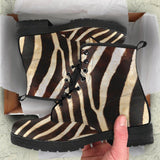 Zebra Print -Women's Boots, Doc  ,  Style,  Combat Shoes, Hippie Boots Lace up, Classic Short boots - MaWeePet- Art on Apparel