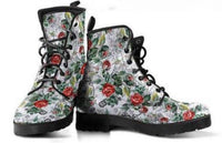 Roses on white-Women's Boots, Combat boots,  Festival Combat, Hippie wedding Boots - MaWeePet- Art on Apparel