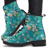 Dragonfly flowers blue-Women's Boots, Festival Combat, Hippie Boots Lace up, Classic Short boots - MaWeePet- Art on Apparel
