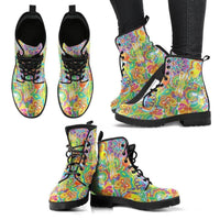 Colorful Dragonfly  -Women's Boots, Doc  Style, Vegan Friendly Boho, Combat, Hippie Boots - MaWeePet- Art on Apparel