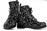 Combat boots,  Music Festival Combat, Hippie Boots Lace up, Classic Short boots-'Music Notes' -Women's - MaWeePet- Art on Apparel