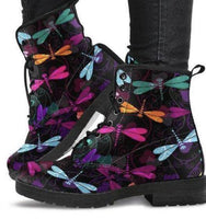 Colored Dragonfly-Women'sDoc Marten Style Festival Combat, Hippie Boots - MaWeePet- Art on Apparel