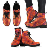 Orange Dragonfly-Women's Boots,Combat boots, Festival Combat, Hippie Boots - MaWeePet- Art on Apparel