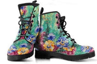Flower Garden -Women's Boots, Combat boots, Hippie Boots Lace up, Classic Short boots - MaWeePet- Art on Apparel