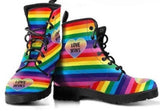 Love Wins -Women's Lgbtq rainbow Pride Boots, Doc  Style Festival Combat, Hippie Boots - MaWeePet- Art on Apparel