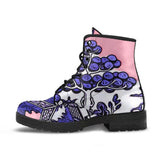 Willow Pattern Pink-Women'sCombat boots, Festival Combat, Boho Hippie Boots vegan Leather - MaWeePet- Art on Apparel
