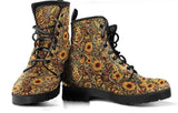 Sunflower Womans Combat boots, , Handcrafted Boots, ankle boots Lace up, Classic Short boots - MaWeePet- Art on Apparel