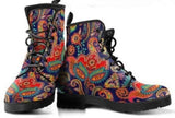 Paisley Red- Women's Ankle Boots, Boho Boots Lace up, Classic Short boots - MaWeePet- Art on Apparel
