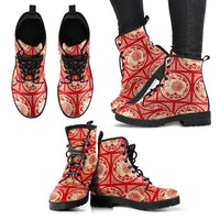 Lucky Red Chinese- Classic combat boots Style Festival Combat, Boho Hippie Boots - MaWeePet- Art on Apparel