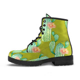 Flowering Cactus on Green- Classic combat boots Style Festival Combat, Boho Hippie Boots - MaWeePet- Art on Apparel