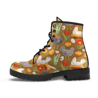 Chickens yard  -Women's Boots, Combat boots, Designer Boots, Hippie Boots - MaWeePet- Art on Apparel