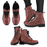 Maroon Zig puzzel -Womans Combat boots, , Designer Boots, Combat Boots, Hippie Boots - MaWeePet- Art on Apparel