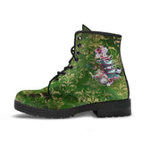 Alice Tea Party Green -Classic boots, combat boots, Lace up, Festival hippy boots - MaWeePet- Art on Apparel