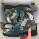 Cockatoos on Green -Classic boots, combat boots, Lace up Festival boots - MaWeePet- Art on Apparel